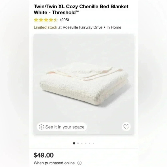 NWT Twin/Twin XL Cozy Chenille Bed Blanket
White - Threshold - Picture 6 of 6
